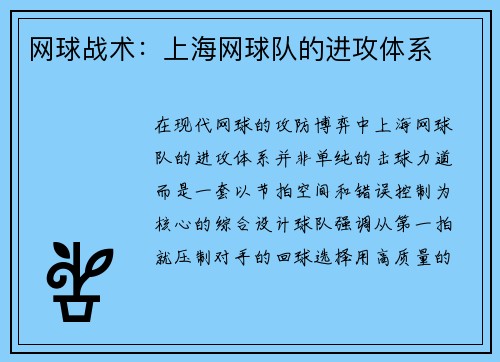 网球战术：上海网球队的进攻体系